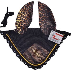 Zainee Sports Leopard Print Horse Fly Bonnet Ear Net Hat Hood Mask Fly Veil Horse Gift Handmade Crochet Polyester (Horse/Full)