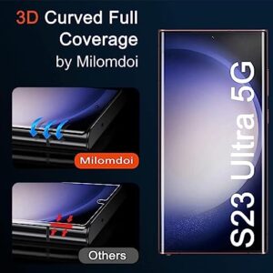 Milomdoi [2+3Pack] 9H for Samsung Galaxy S23 Ultra Screen Protector Tempered Glass Accessories, 2 Pack Full Coverage Screen Protector for Samsung S23 Ultra 5G 3 Pack camera lens protector case fit