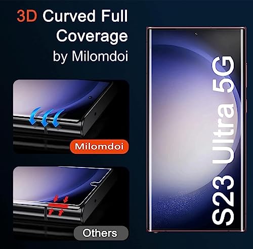 Milomdoi [2+3Pack] 9H for Samsung Galaxy S23 Ultra Screen Protector Tempered Glass Accessories, 2 Pack Full Coverage Screen Protector for Samsung S23 Ultra 5G 3 Pack camera lens protector case fit