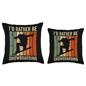 I'd Rather Be Snowboarding Funny Snowboarding Men Women Throw Pillow, 18x18, Multicolor