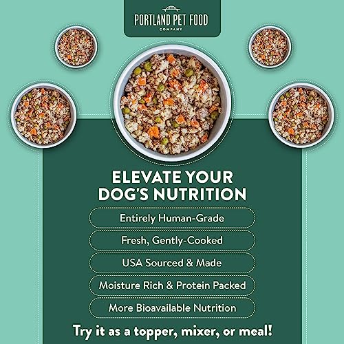 CRAFTED BY HUMANS LOVED BY DOGS Portland Pet Food Company Human-Grade Dog Food Pouch — Mixer, Topper, and Rotational Meal (Rosie's Beef, 5 Pack)