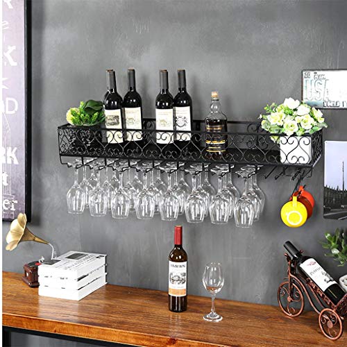 PIBM Stylish Simplicity Wine Shelf European Wrought Iron Hanging Wine Rack, Creative Wall Hanging Wine Rack, Black , 80 cm