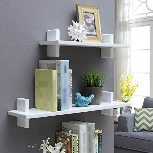 PIBM Stylish Simplicity Shelf Wall Mounted Floating Rack Shelves Background Wall Solid Wood Storage Living Room Length 55Cm / 75Cm,2 Colors Avaliable, White , 75X18cm