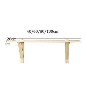 PIBM Stylish Simplicity Shelf Wall Mounted Floating Rack Shelves Tripod Log Bookshelf Bearing Strong Easy to Install,4 Sizes, a , 60x20x1.8 cm