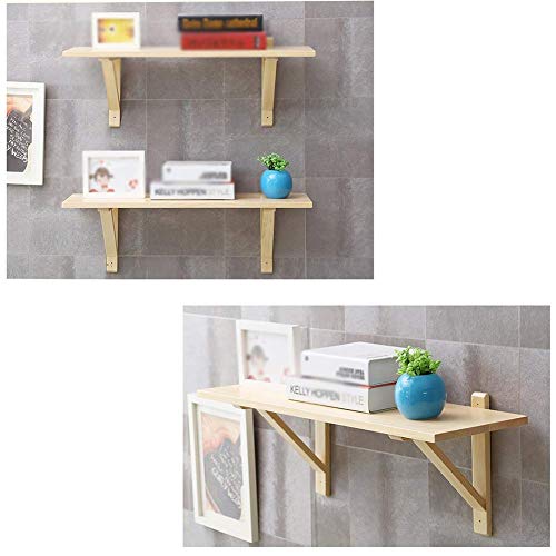 PIBM Stylish Simplicity Shelf Wall Mounted Floating Rack Shelves Tripod Log Bookshelf Bearing Strong Easy to Install,4 Sizes, a , 60x20x1.8 cm