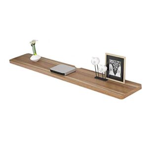 pibm stylish simplicity shelf wall mounted floating rack shelves solid wood simple durable wear resistant multifunction living room set top box,4 sizes, a , 60x23.5x2.5cm