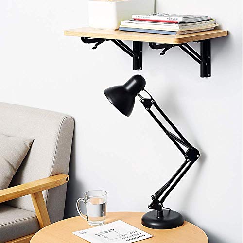 Stylish Simplicity Shelf Wall Mounted Floating Rack Table Laptop Stand Desk Iron Art Solid Wood Foldable Smooth Stainless Steel Bearing Strong,2 Colours,4 Sizes, PIBM, Black,