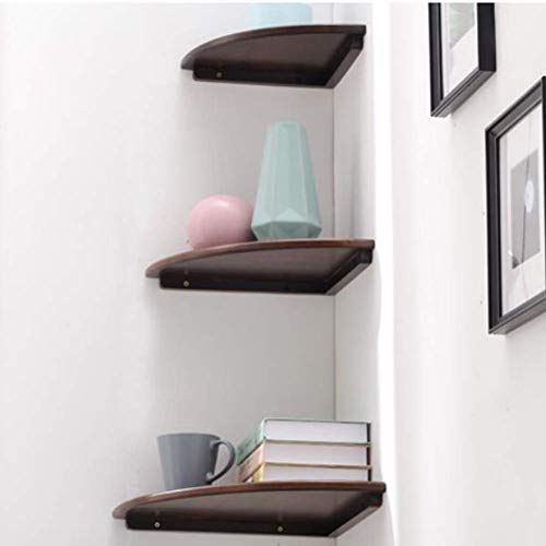 PIBM Stylish Simplicity Shelf Wall Mounted Floating Rack Shelves Solid Wood Wall Corner Sector Triangle Storage Wear Resistant Bedside Bearing Strong,6 Sizes, Brown , Radius 18 cm