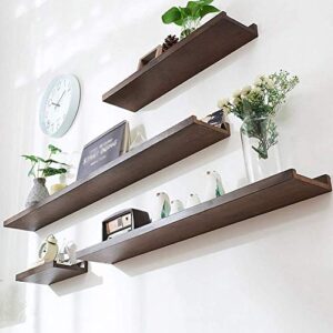 PIBM Stylish Simplicity Shelf Wall Mounted Floating Rack Shelves Solid Wood Tv Wall Bookshelf Save Space Bearing Strong Easy to Clean Bedroom, Black Walnut , 120x10cm