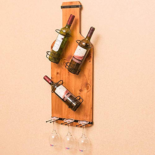 PIBM Stylish Simplicity Shelf Wall Mounted Floating Rack Shelves Solid Wood Wine Rack Living Room Goblet Simple Restaurant, Wood , 30x10x80cm