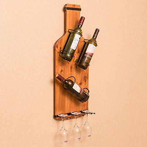 PIBM Stylish Simplicity Shelf Wall Mounted Floating Rack Shelves Solid Wood Wine Rack Living Room Goblet Simple Restaurant, Wood , 30x10x80cm