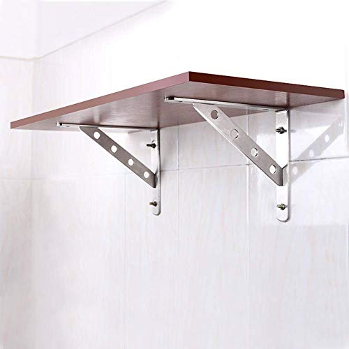 PIBM Stylish Simplicity Shelf Wall Mounted Floating Rack Shelves Stainless Steel Solid Wood Tripod Widening Thicken Small Items Storage,8 Sizes, a , 40x30x15cm