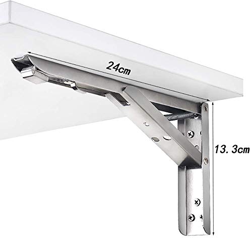 PIBM Stylish Simplicity Shelf Wall Mounted Floating Rack Shelves Stainless Steel Foldable Dining Table Bookshelf Waterproof Antirust Save Space Bearing Strong,4 Sizes, White ,