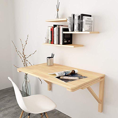 PIBM Stylish Simplicity Shelf Wall Mounted Floating Rack Shelves Foldable Computer Desk Solid Wood Triangular Bracket Bearing Strong,12 Sizes, a , 60X45CM