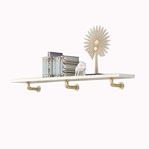 PIBM Stylish Simplicity Shelf Wall Mounted Floating Rack Shelves Industrial Wind Water Pipe Metal Solid Wood Show Bookshelf Kitchen Bathroom Store,7 Sizes, a , 60X20CM