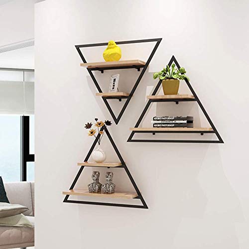 PIBM Stylish Simplicity Shelf Wall Mounted Floating Rack Shelves Iron Art Solid Wood Simple Bookshelf Flower Stand Storage Multifunction,2 Styles,2 Layer, b , 70X20X60CM