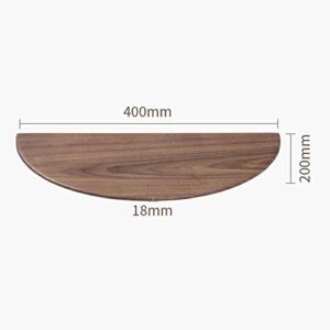 PIBM Stylish Simplicity Shelf Wall Mounted Floating Rack Shelves Oak Semicircle Smooth Simple Study Save Space,2 Colours, Black Walnut , 40x20x1.8cm