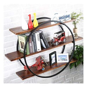 pibm stylish simplicity shelf wall mounted floating rack shelves industrial wind metal solid wood display stand bookshelf save space,3 colors,3 sizes, a , 90x70cm