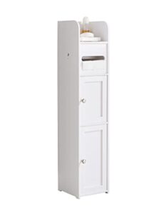 kings brand furniture - small bathroom storage cabinet with 2 doors & 3 shelves, toilet paper storage stand, white