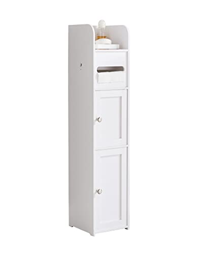 Kings Brand Furniture - Small Bathroom Storage Cabinet with 2 Doors & 3 Shelves, Toilet Paper Storage Stand, White