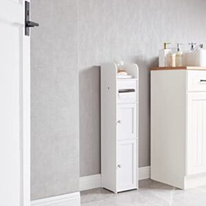 Kings Brand Furniture - Small Bathroom Storage Cabinet with 2 Doors & 3 Shelves, Toilet Paper Storage Stand, White