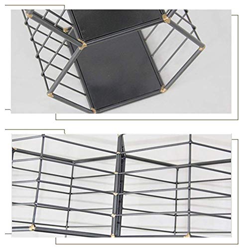 PIBM Stylish Simplicity Shelf Wall Mounted Floating Rack Shelves Metal Iron Art Hexagon Lattice Decoration Flower Pot Holder Simple Sturdy,5 Layers 2 Size, Black , 28.5x20x121cm