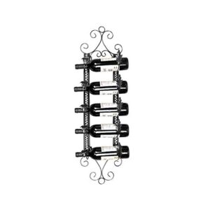 pibm stylish simplicity wine rack wall-mounted wine rack, metal wrought iron retro, home and kitchen bar decoration accessories, can accommodate 5 bottles of red wine, multi-color optional, black