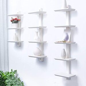 pibm stylish simplicity shelf wall mounted floating rack wooden solid wood storage shelves books collection display,3 colors avaliable,3 layers / 4 layers / 5 layers, white , 20x66.2cm