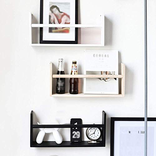 PIBM Stylish Simplicity Shelf Wall Mounted Floating Rack Solid Wood Storage Display Decoration Household,3 Colors, White , 45x9x20cm