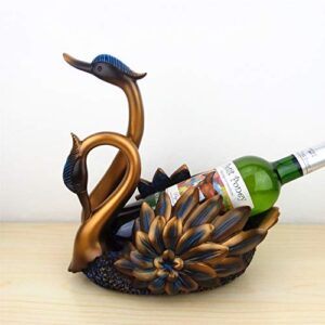 PIBM Stylish Simplicity Double Swan Wine Rack Bronze Continental Home Desktop Porch Bar Decorations Living Room Wine Cabinet Decoration Creative Crafts Gifts Beautiful and Elegant