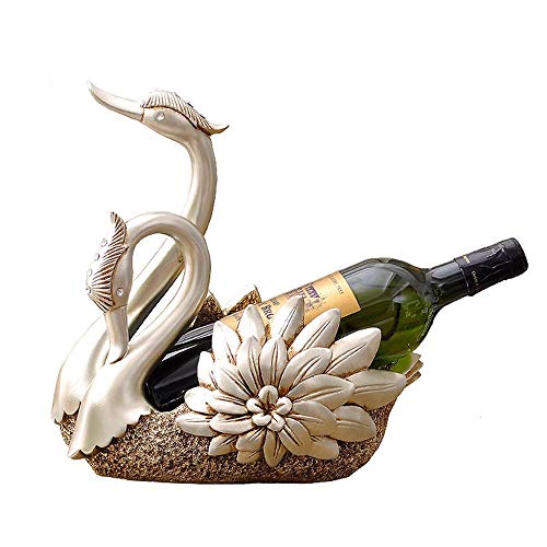 PIBM Stylish Simplicity European-Style Carved Double-Headed Swan Model Wine Wine Rack Retro Old Bar Restaurant Wine Bottle Rack Home Desktop Porch Ornaments Ornaments Beautiful and Elegant