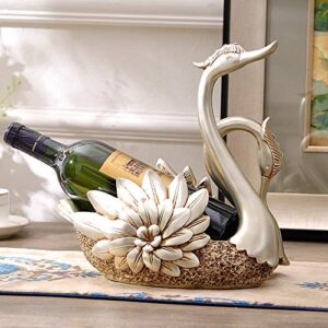 PIBM Stylish Simplicity European-Style Carved Double-Headed Swan Model Wine Wine Rack Retro Old Bar Restaurant Wine Bottle Rack Home Desktop Porch Ornaments Ornaments Beautiful and Elegant