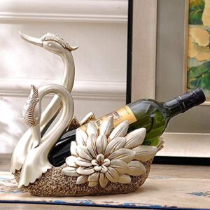 PIBM Stylish Simplicity European-Style Carved Double-Headed Swan Model Wine Wine Rack Retro Old Bar Restaurant Wine Bottle Rack Home Desktop Porch Ornaments Ornaments Beautiful and Elegant