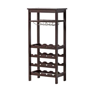 pibm stylish simplicity wine rack wine rack free standing wooden, bamboo material, can store 16 bottles of red wine and 6 goblets, multi-layer storage area, 47 * 29 * 99.5cm, wood color, brown, b
