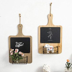 PIBM Stylish Simplicity Shelf Wall Mounted Floating Rack Shelves Message Board Chalkboards Multifunction Mini Retro Style Round Shape Rectangle Rewritable,2 Colours,2 Sizes, a , 33X47CM