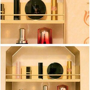 PIBM Stylish Simplicity Shelf Wall Mounted Floating Rack Shelves Bathroom Cosmetic Iron Art Storage Toiletries Multifunction Storage,3 Layers,3 Sizes, Gold , 30x8x50cm