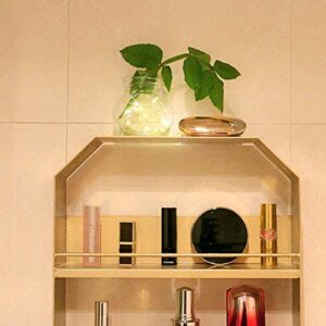 PIBM Stylish Simplicity Shelf Wall Mounted Floating Rack Shelves Bathroom Cosmetic Iron Art Storage Toiletries Multifunction Storage,3 Layers,3 Sizes, Gold , 30x8x50cm