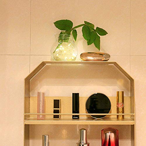 PIBM Stylish Simplicity Shelf Wall Mounted Floating Rack Shelves Bathroom Cosmetic Iron Art Storage Toiletries Multifunction Storage,3 Layers,3 Sizes, Gold , 30x8x50cm