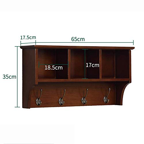 PIBM Stylish Simplicity Shelf Wall Mounted Floating Rack Shelves Retro Hangers Hanging Coat Multipurpose Bearing Strong,3/4 Grid,2 Sizes,2 Colours, Black Walnut , 85x18x35cm