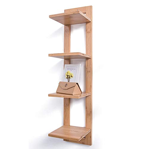 PIBM Stylish Simplicity Shelf Wall Mounted Floating Rack Wooden Solid Wood Storage Shelves Books Living Room Corner Multifunctional,3 Colors Avaliable,3 Layers / 4 Layers, Wood Color , 20X89cm
