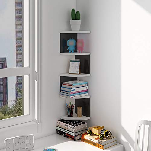 PIBM Stylish Simplicity Shelf Wall Mounted Floating Rack Shelves Corner Wooden Storage Multifunctional,2 Layers / 5 Layers / 7 Layers,3 Colors Avaliable, 5 Layersmulticolored