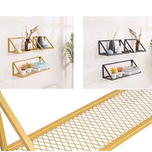 PIBM Stylish Simplicity Shelf Wall Mounted Floating Rack Shelves Simple Iron Art Bedroom Bookshelf Storage,3 Sizes,2 Colours, Metallic , ABC Combination