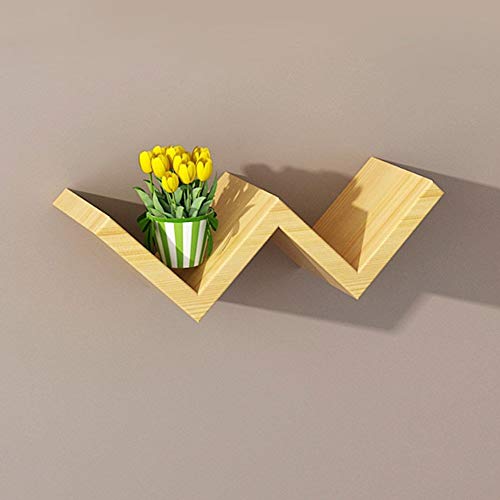 PIBM Stylish Simplicity Shelf Wall Mounted Floating Rack Wooden Solid Wood Shelves Living Room Background Wall Storage Creative,40Cm / 60Cm,4 Colors Avaliable, Wood Color , 60X12X15cm