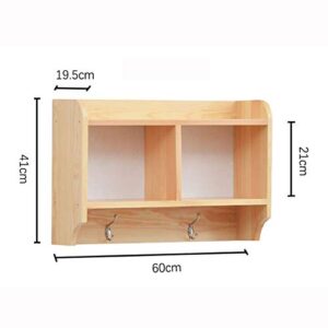 PIBM Stylish Simplicity Shelf Wall Mounted Floating Rack Shelves Wooden Bookshelf Solid Bedroom Living Room Kitchen Simple,2/3 Grid,2 Sizes, Wood , 60x19.5x41cm