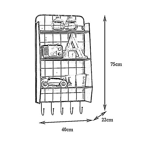 PIBM Stylish Simplicity Shelf Wall Mounted Floating Rack Shelves Retro Iron Art Hook up Coffee Shop Bar Household,3 Layers,3 Colors, Gold , 40x22x75cm