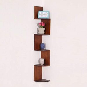 pibm stylish simplicity shelf wall mounted floating rack shelves corner solid wood books collection 3 layers/ 5 layers,8 colors avaliable, walnut , 5 layers