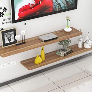 PIBM Stylish Simplicity Shelf Wall Mounted Floating Rack Shelves Solid Wood Simple Durable Wear Resistant Multifunction Living Room Set Top Box,4 Sizes, a , 120x23.5x2.5cm