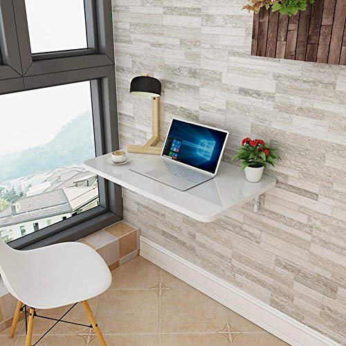 PIBM Stylish Simplicity Shelf Wall Mounted Floating Rack Shelves Foldable Computer Desk Simple Stable Save Space Bearing Strong,12 Sizes,5 Colors, White , 80x40cm