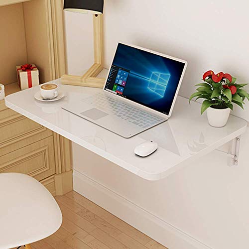 PIBM Stylish Simplicity Shelf Wall Mounted Floating Rack Shelves Foldable Computer Desk Simple Stable Save Space Bearing Strong,12 Sizes,5 Colors, White , 80x40cm