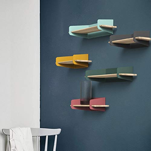 PIBM Stylish Simplicity Shelf Wall Mounted Floating Rack Wooden Collections Living Room Creative,3 Sizes,6 Colors Avaliable, Yellow , 29.5X10X15cm